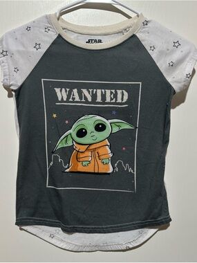 Star Wars Kids "Wanted" Grogu Graphic Raglan Tee - Black & White